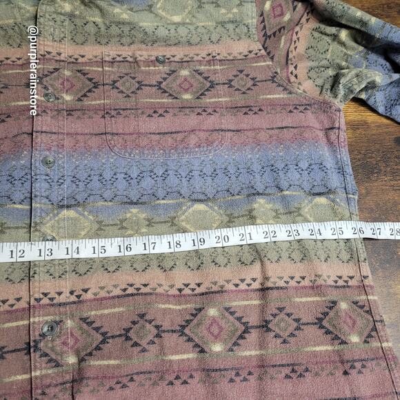 Vtg Cabela's Deerskin Soft Chamois Aztec Shirt 2XLT Pocket Outdoor Gorpcore Y2K - Picture 6 of 10